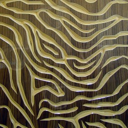 Tiger Stripes Veneered Carved Wall Art Walnut